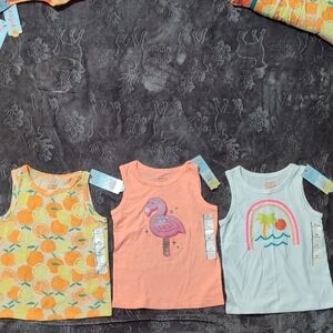 Cat & Jack Kids Tank Tops - Orange, Pink, White